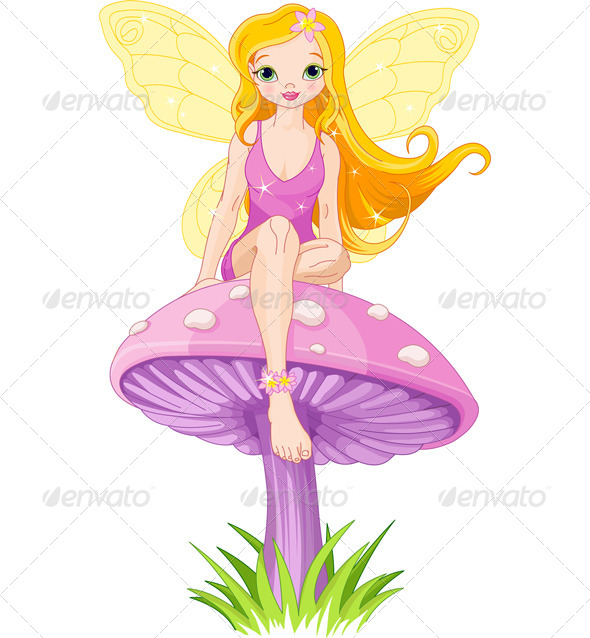 GraphicRiver Cute Fairy on the Mushroom 7679658