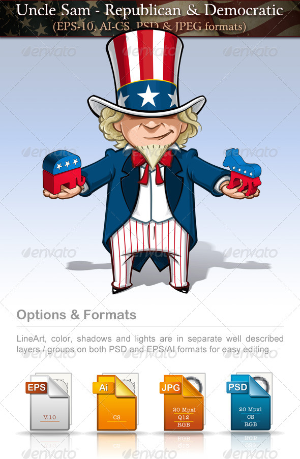 GraphicRiver Uncle Sam Republican & Democratic 7679851