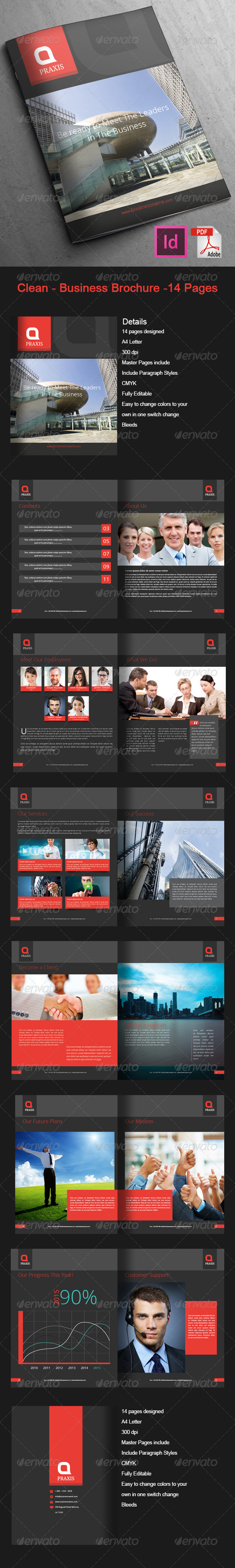 GraphicRiver Clean Business Brochure 14 Pages 7686892
