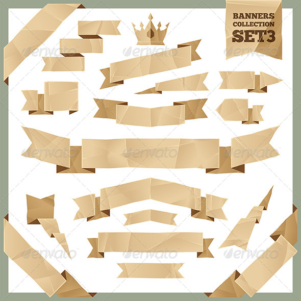 GraphicRiver Crumpled Paper Ribbons Banners Collection Set 3 7668765