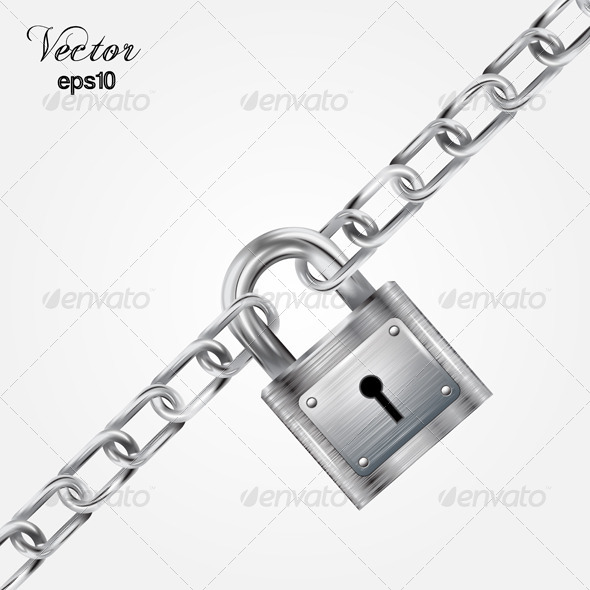 GraphicRiver Metal Lock with a Metal Chain 7687079