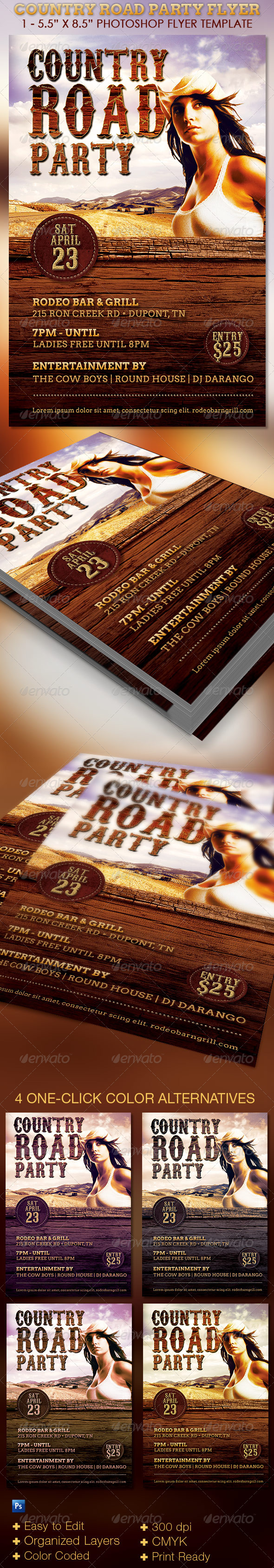 GraphicRiver Country Road Party Flyer Template 7670345
