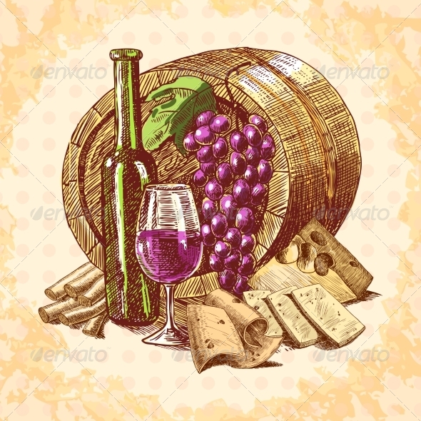 GraphicRiver Wine Cheese Emblem 7690824
