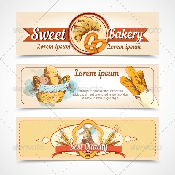 GraphicRiver Bakery Hand Drawn Banners 7691102