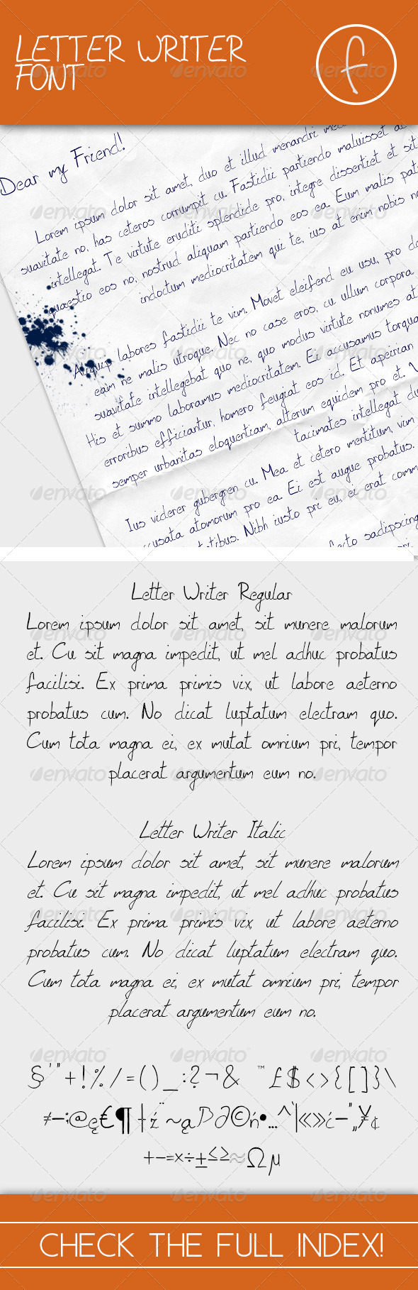 GraphicRiver Letter Writer Font Regular & Italic 7691781 GraphicRiver Letter Writer Font Regular & Italic 7691781