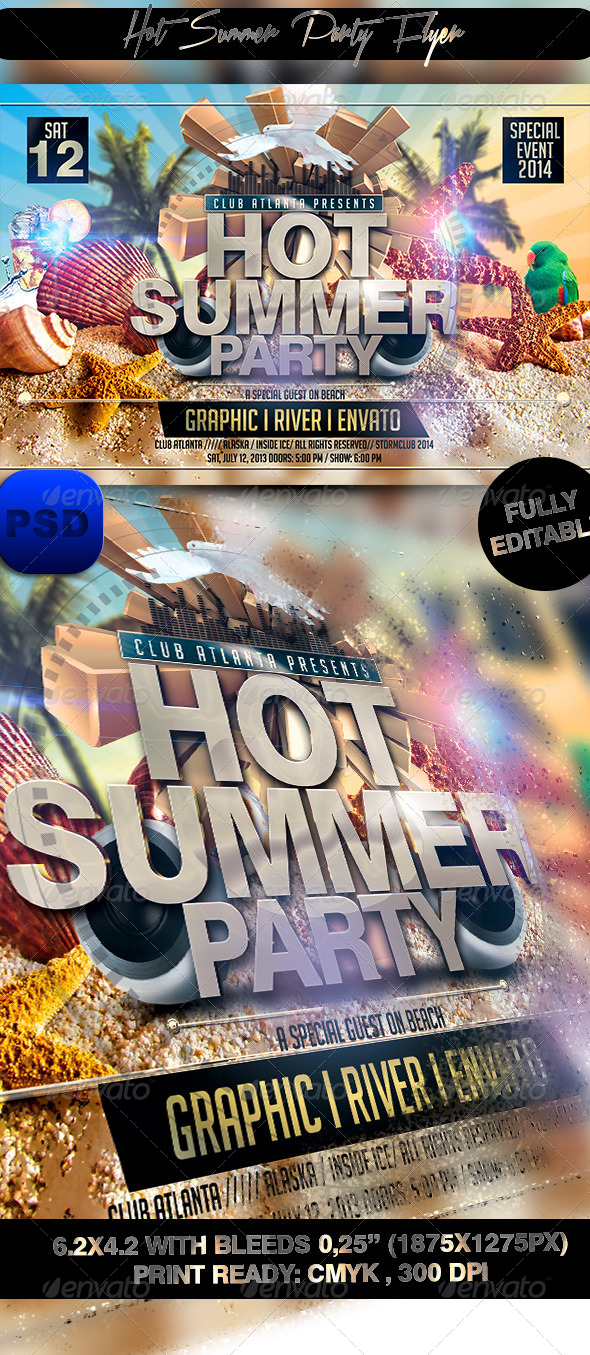 GraphicRiver Hot Summer Party Flyer 7672398