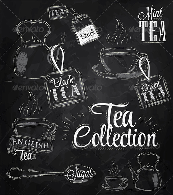 GraphicRiver Tea Chalk Collection 7692577