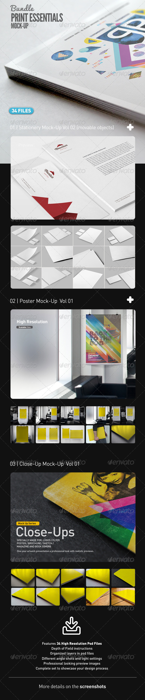 GraphicRiver Stationery Poster Close Up Mock-Up Bundle Vol 01 7695019