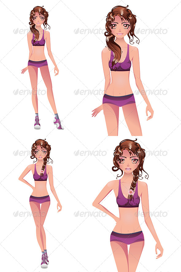 GraphicRiver Brunette in Purple Swimsuit 7699451