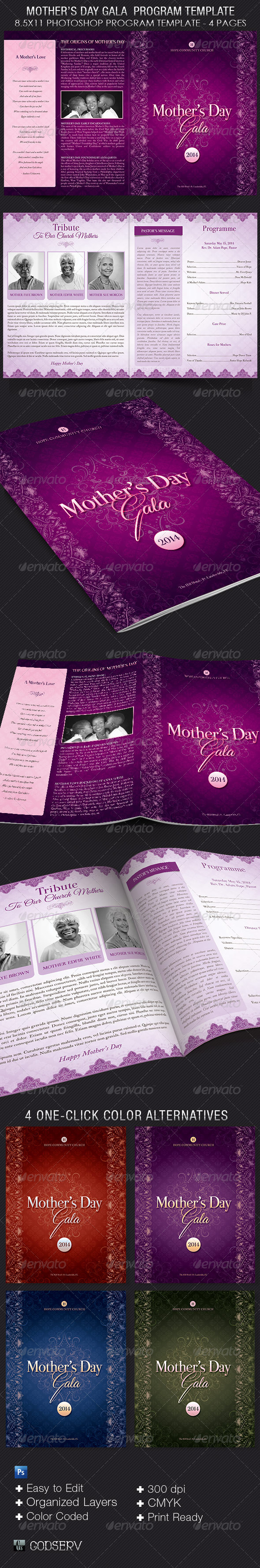 GraphicRiver Mother's Day Gala Program Template 7699495