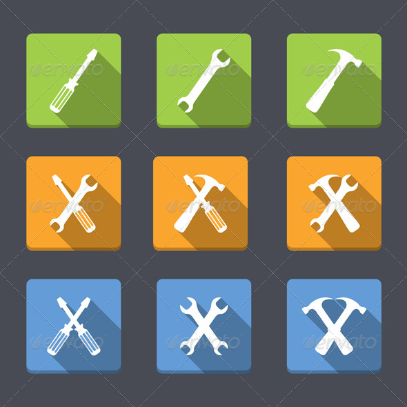 GraphicRiver Flat Tools Icons 7700234