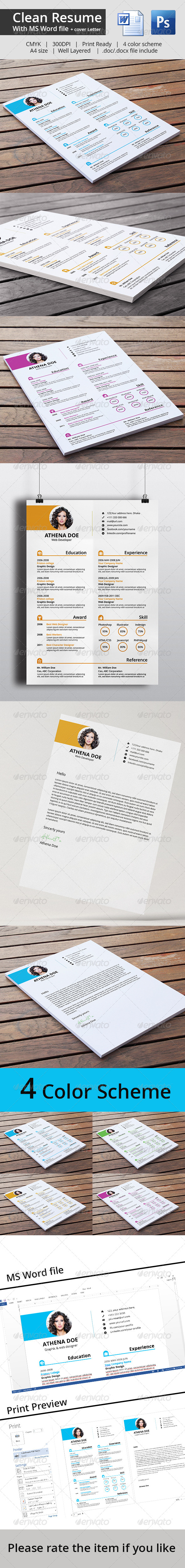 GraphicRiver Clean Resume & Cover Letter With MS Word 7700749 GraphicRiver Clean Resume & Cover Letter With MS Word 7700749
