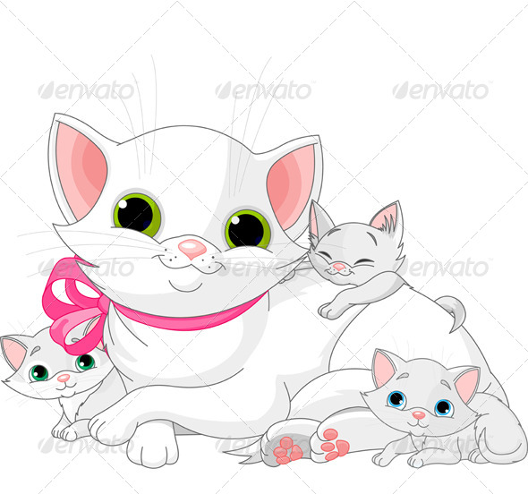 GraphicRiver White Cats Family 7707731