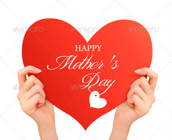 GraphicRiver Mother s Day Background Two Hands Holding Heart 7708682