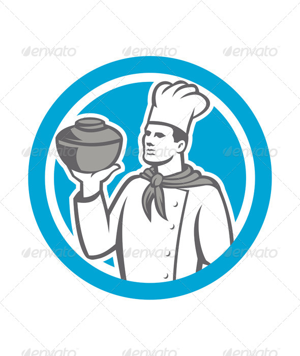 GraphicRiver Chef Cook Holding Up Pot Retro 7708991 GraphicRiver Chef Cook Holding Up Pot Retro 7708991