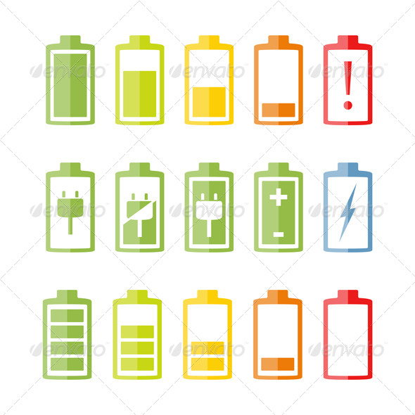 GraphicRiver Flat Battery Icons Set 7711905 GraphicRiver Flat Battery Icons Set 7711905