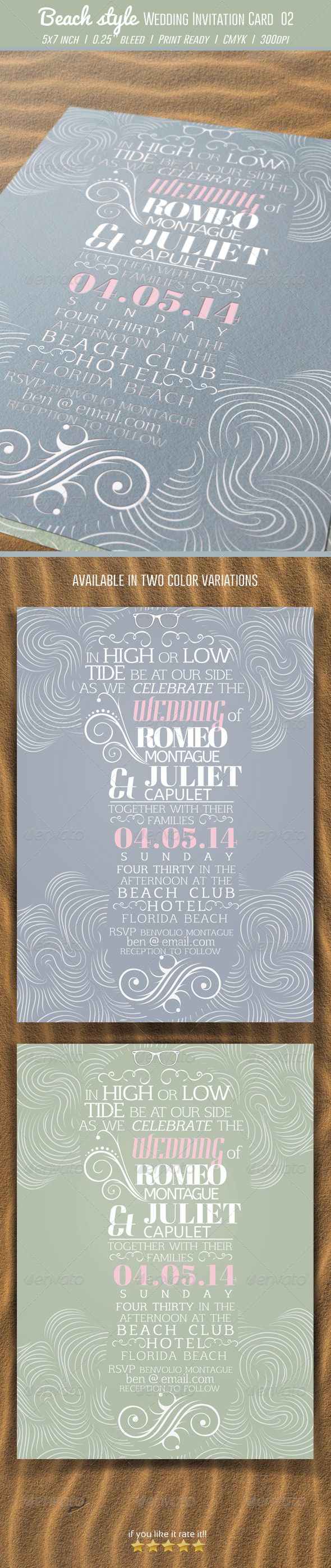 GraphicRiver Beach Style Wedding Invitation Card 02 7685889