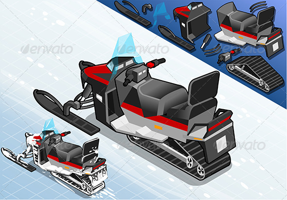 GraphicRiver Rear View Isometric Snowmobile 7716946