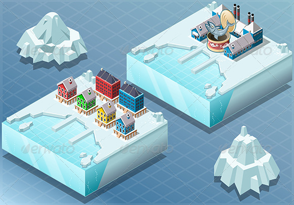 GraphicRiver Isometric Arctic Town and Fish Canning Factory 7717066