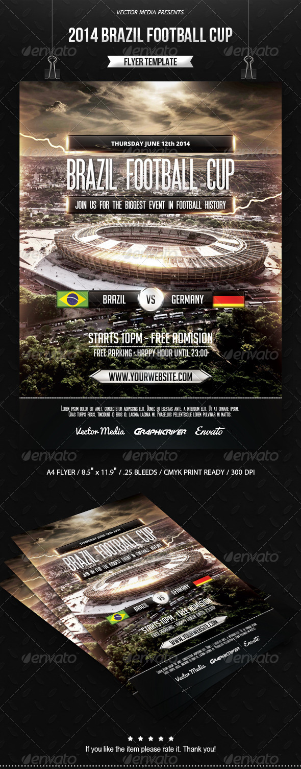 GraphicRiver 2014 Brazil Football Cup Flyer 7687582