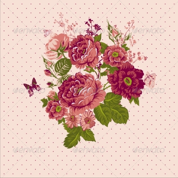 GraphicRiver Vintage Roses Background with Butterflies 7717583 GraphicRiver Vintage Roses Background with Butterflies 7717583