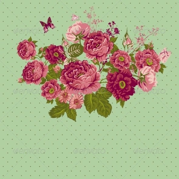 GraphicRiver Vintage Roses Background with Butterflies 7717589 GraphicRiver Vintage Roses Background with Butterflies 7717589