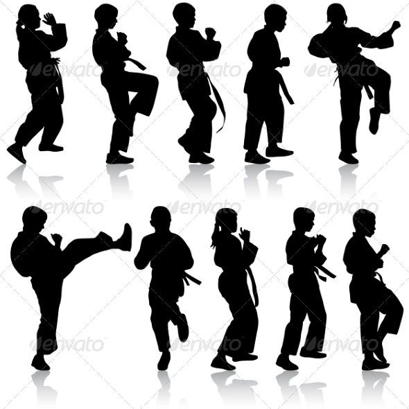 GraphicRiver Set of Kids Karate Silhouettes 7719583 GraphicRiver Set of Kids Karate Silhouettes 7719583