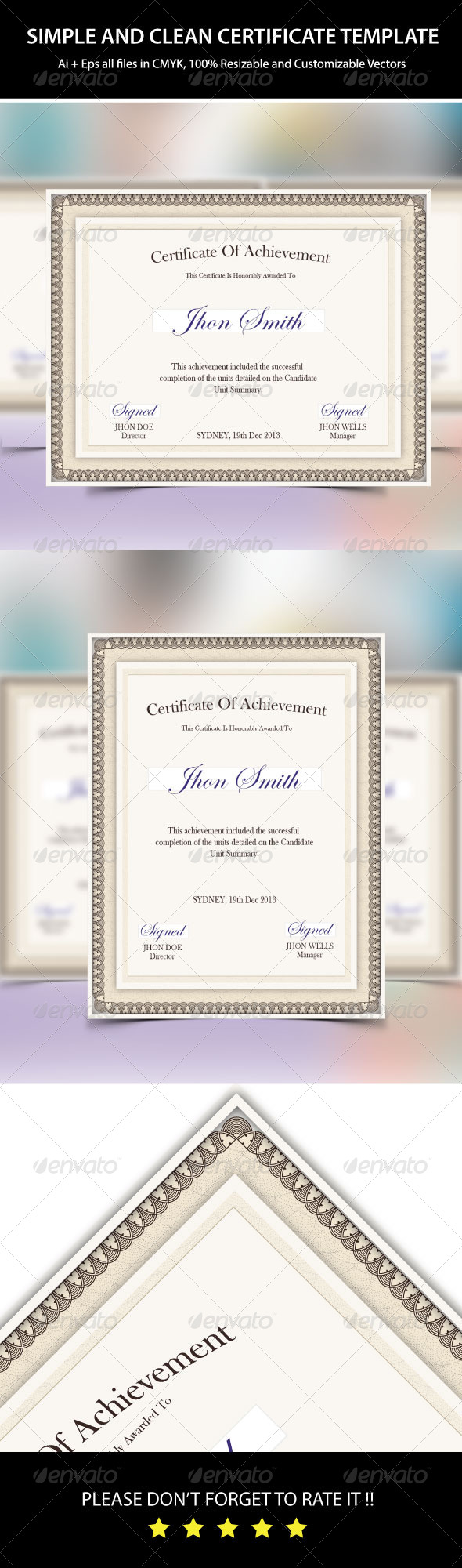 GraphicRiver Simple & Clean Certificate Template 7720614