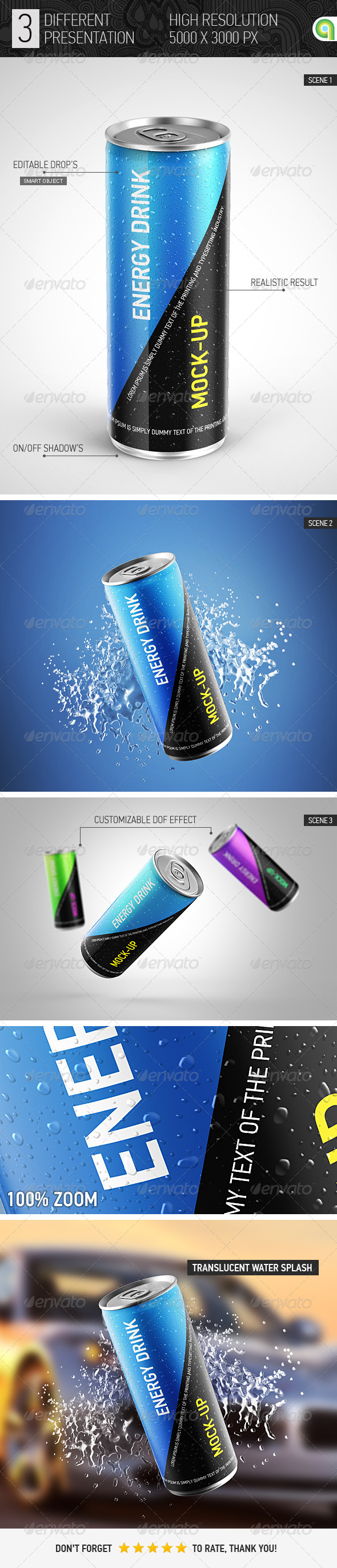 GraphicRiver Energy Drink Can Mockup 7724221