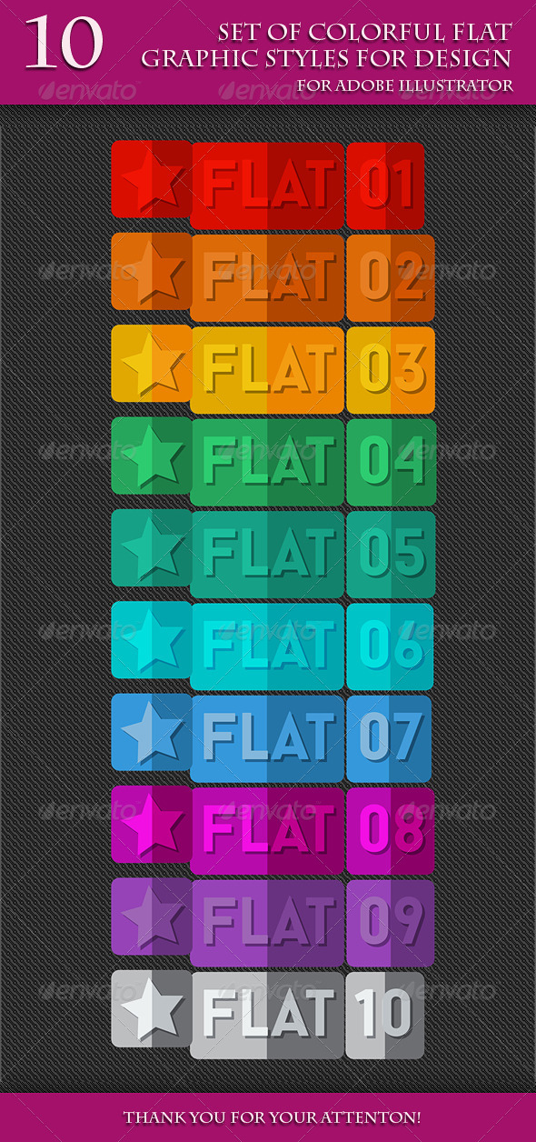 GraphicRiver Set of Colorful Flat Graphic Styles for Design 7725710