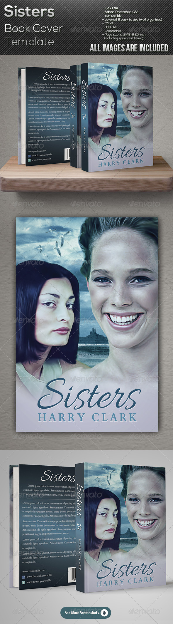 GraphicRiver Sisters Book Cover Template 7783276 GraphicRiver Sisters Book Cover Template 7783276