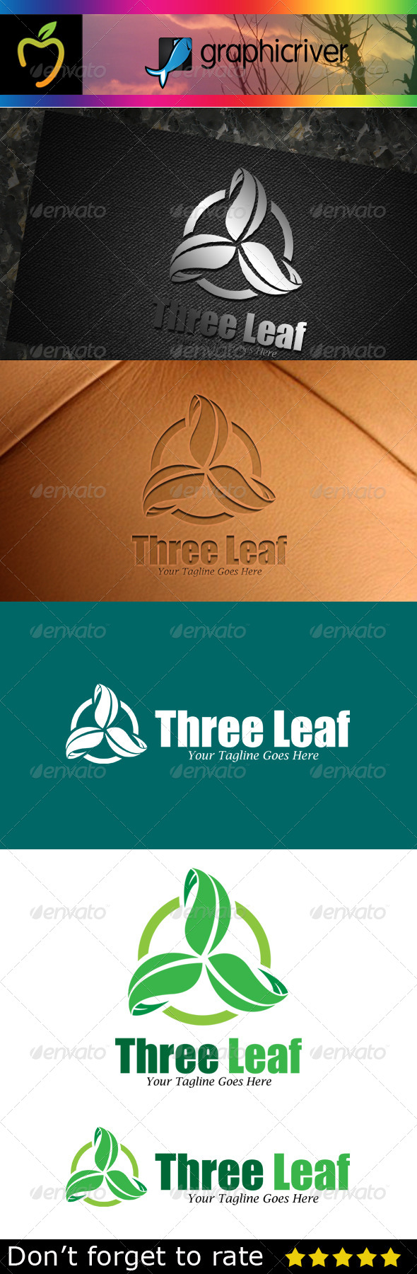 GraphicRiver Three Leaf Logo 7783369 GraphicRiver Three Leaf Logo 7783369