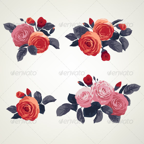 GraphicRiver Set of Bouquets of Roses 7784797 GraphicRiver Set of Bouquets of Roses 7784797