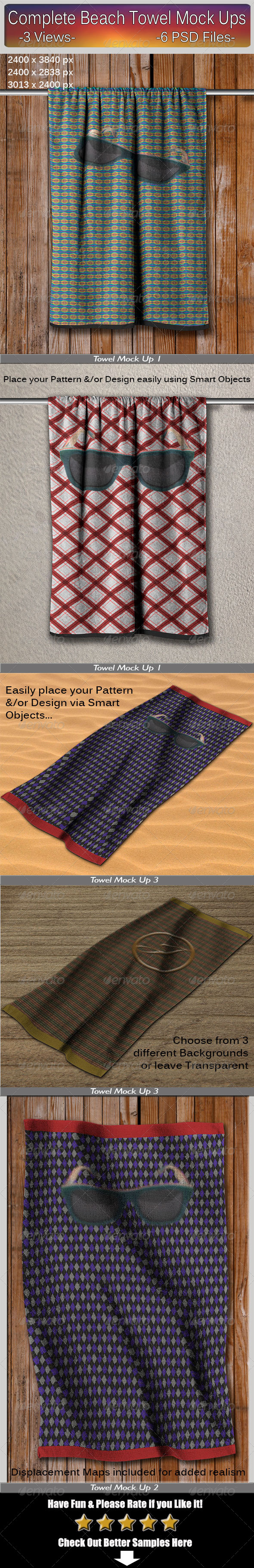 GraphicRiver Complete Beach Towel Mock Ups 7786860 GraphicRiver Complete Beach Towel Mock Ups 7786860
