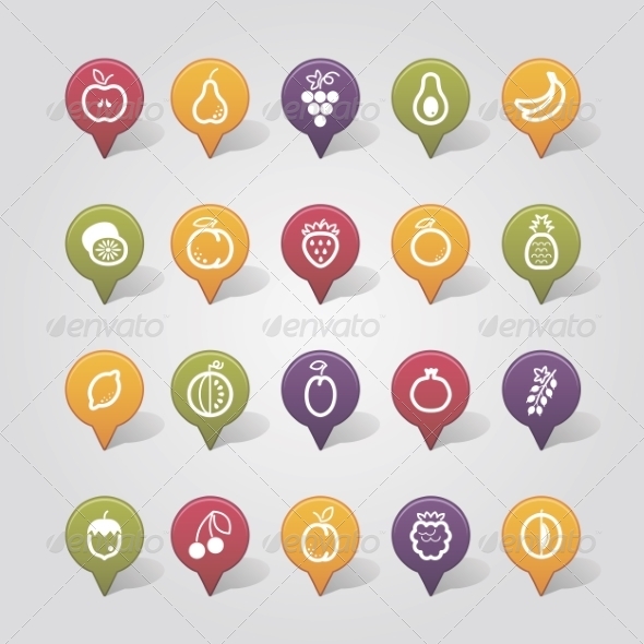 GraphicRiver Fruits Mapping Pins Icons 7799095 GraphicRiver Fruits Mapping Pins Icons 7799095