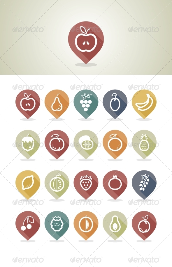 GraphicRiver Fruits Mapping Pins Icons 7799101 GraphicRiver Fruits Mapping Pins Icons 7799101