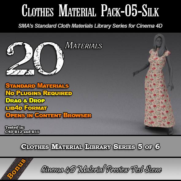 3DOcean Standard Clothes Material Pack-05-Silk for C4D 7824391 3DOcean Standard Clothes Material Pack-05-Silk for C4D 7824391
