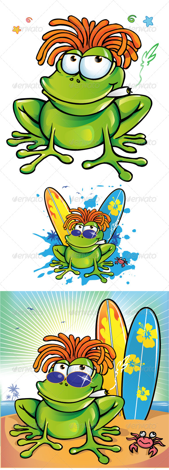GraphicRiver Jamaican Frog Cartoon Collection 7824874 GraphicRiver Jamaican Frog Cartoon Collection 7824874