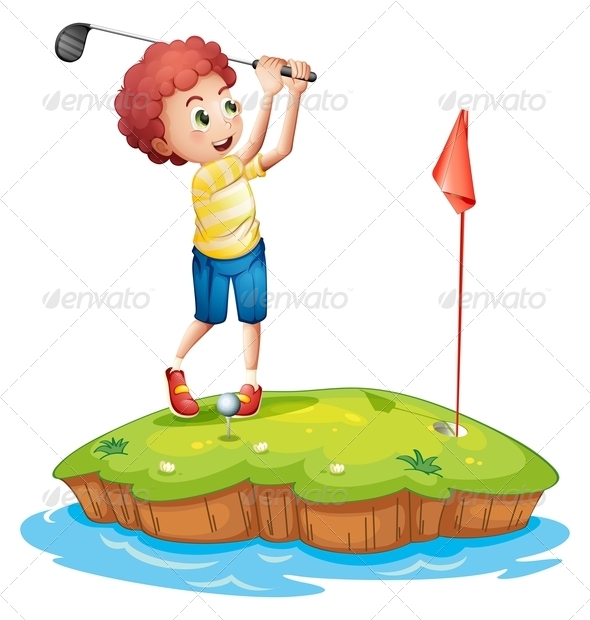 GraphicRiver Boy Playing Golf 7844895