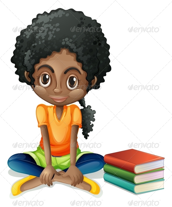 GraphicRiver Girl sitting with books 7845461