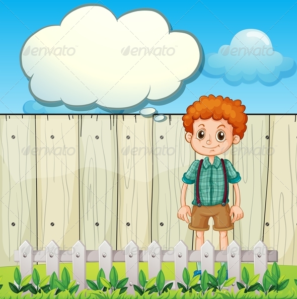 GraphicRiver Boy in the backyard with empty callout 7852531