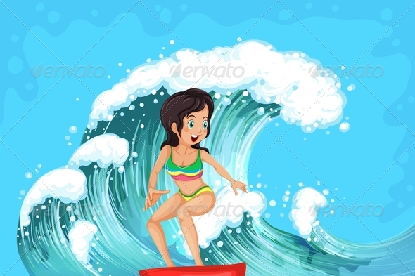 GraphicRiver Girl Surfing 7859705