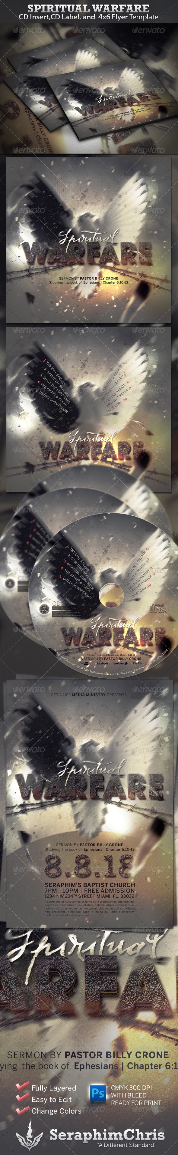 GraphicRiver Spiritual Warfare CD Insert CD Label and Flyer 803446 GraphicRiver Spiritual Warfare CD Insert CD Label and Flyer 803446