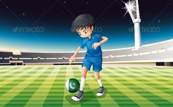 GraphicRiver A Soccer Player Using the Ball with the Pakistan Flag 7905029
