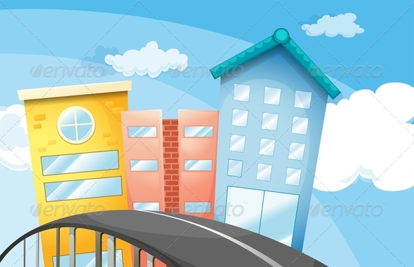 GraphicRiver Road Near Tall Buildings 7936829